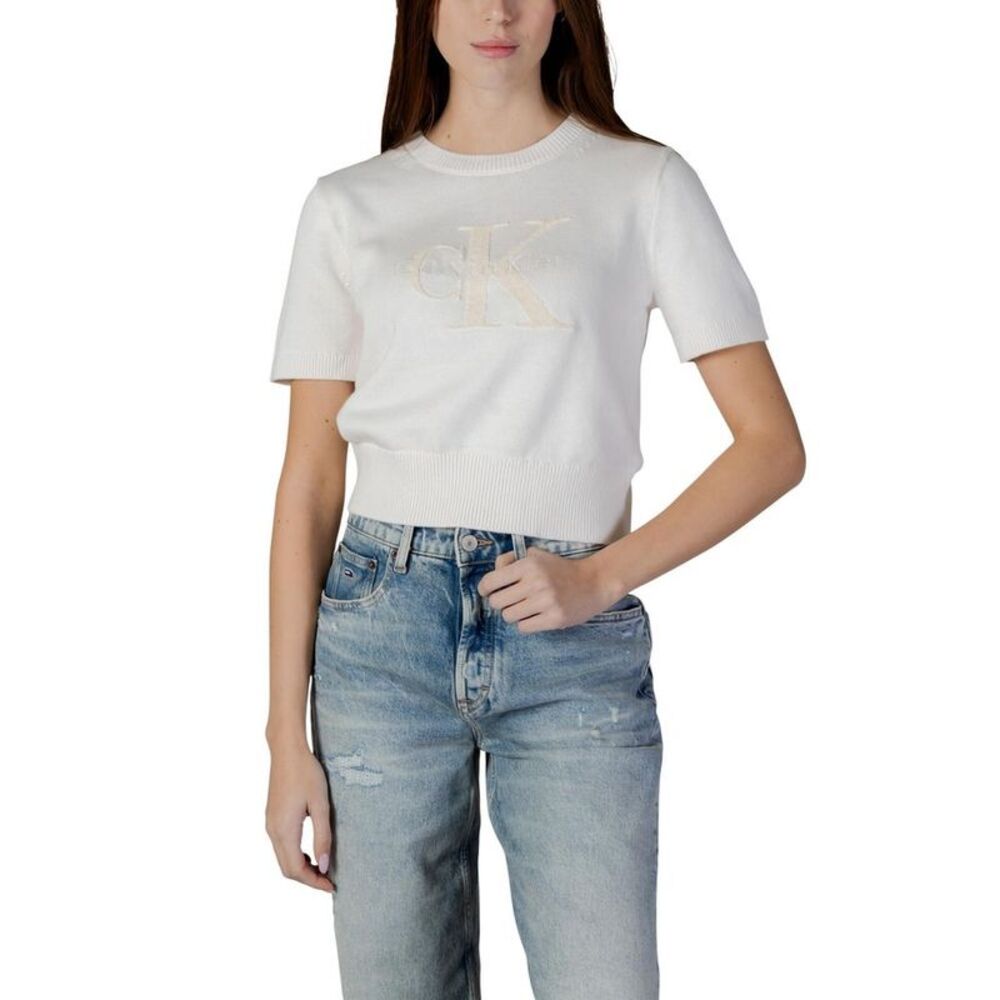 Calvin Klein Jeans Beige Cotton Women's Sweatshirt